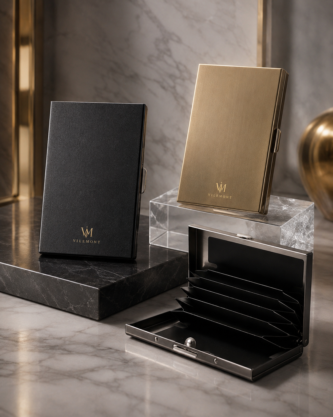 Velmonte Luxury Business Card Holder Gold