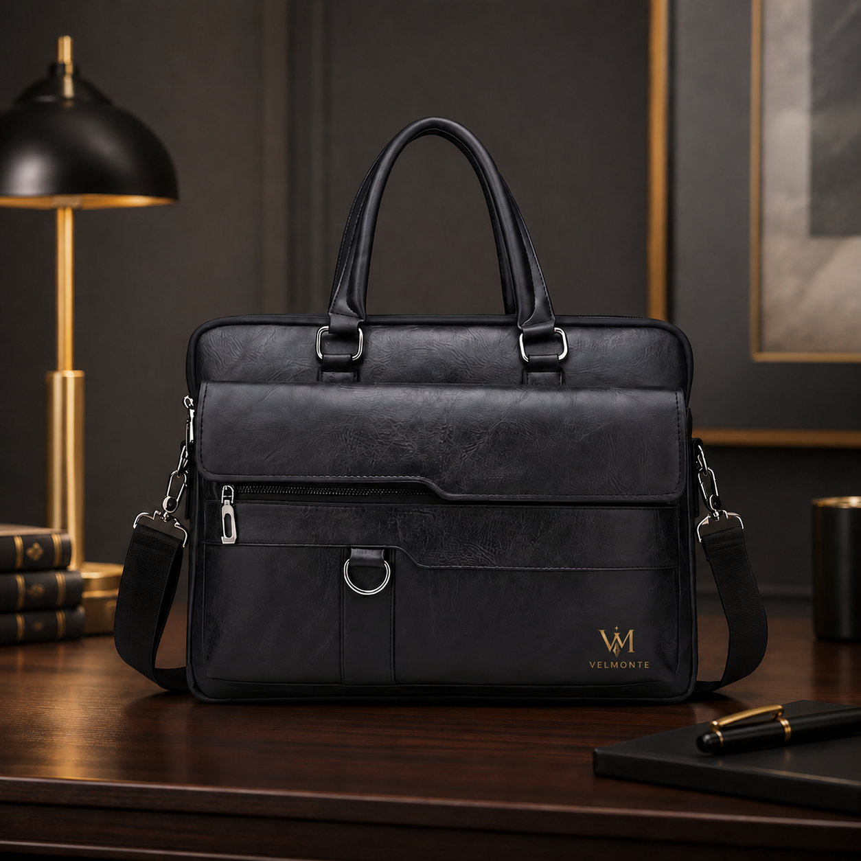 Velmonte Men’s Vintage Brown Business Briefcase